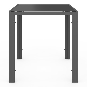 Ensemble repas Minorca 4 places en textilène et verre trempé gris anthracite