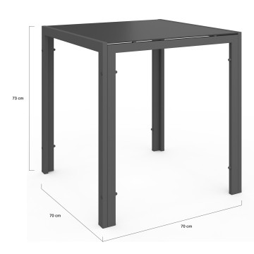 Ensemble repas Minorca 4 places en textilène et verre trempé gris anthracite