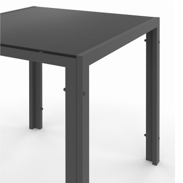 Ensemble repas Minorca 4 places en textilène et verre trempé gris anthracite