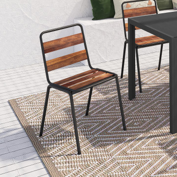 Chaises de jardin Acacia en métal et bois - lot de 6