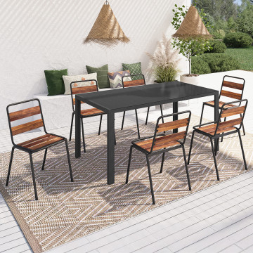 Chaises de jardin Acacia en métal et bois - lot de 6