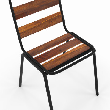 Chaises de jardin Acacia en métal et bois - lot de 6
