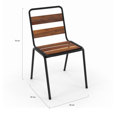 Chaises de jardin Acacia en métal et bois - lot de 6