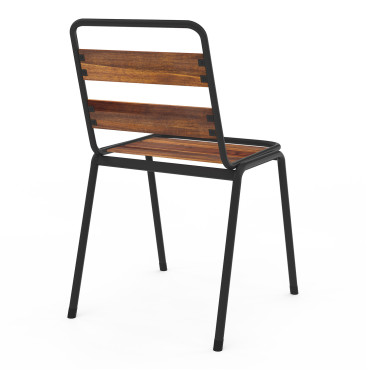 Chaises de jardin Acacia en métal et bois - lot de 6