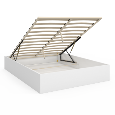 Lit coffre Malta en bois blanc avec sommier 140x190cm