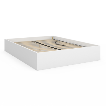 Lit coffre Malta en bois blanc avec sommier 140x190cm