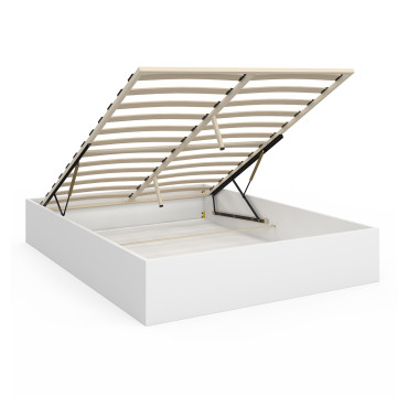 Lit coffre Malta en bois blanc avec sommier 140x190cm