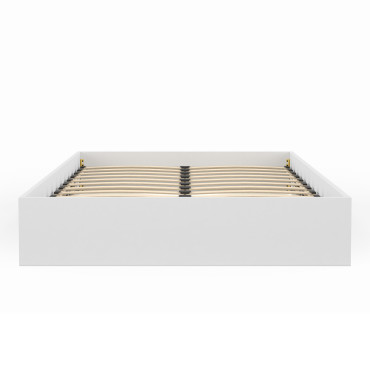 Lit coffre Malta en bois blanc avec sommier 140x190cm