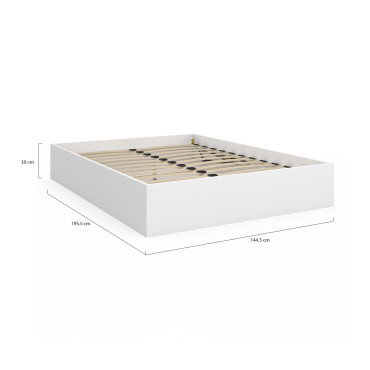 Lit coffre Malta en bois blanc avec sommier 140x190cm