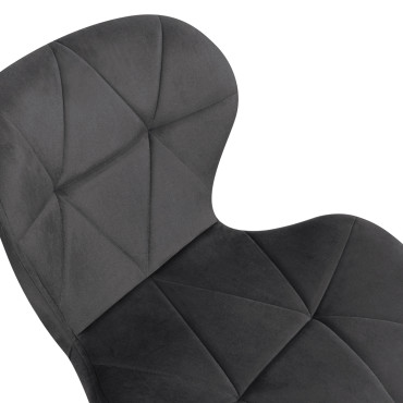 Chaises Daisy en velours gris et pieds noirs - lot de 2