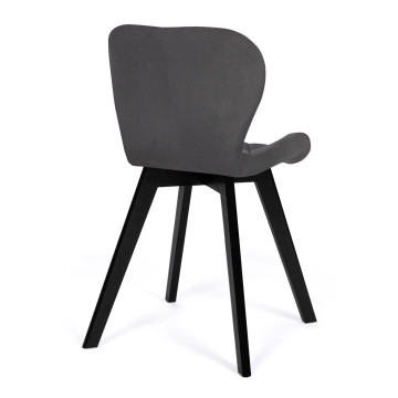 Chaises Daisy en velours gris et pieds noirs - lot de 2