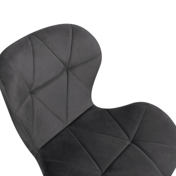 Chaises Daisy en velours gris et pieds noirs - lot de 4