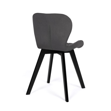 Chaises Daisy en velours gris et pieds noirs - lot de 4