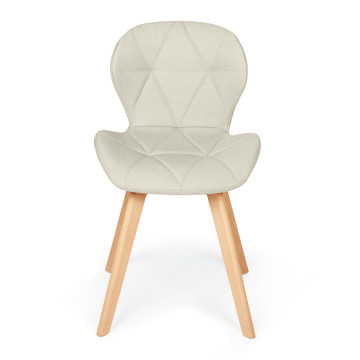 Chaises Gatsby en tissu beige et pieds bois - lot de 2