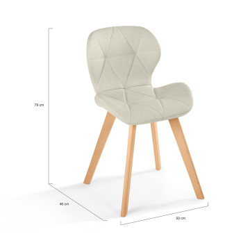 Chaises Gatsby en tissu beige et pieds bois - lot de 2