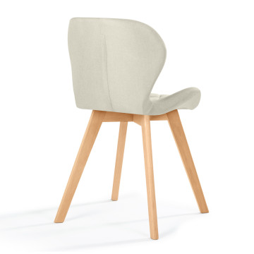 Chaises Gatsby en tissu beige et pieds bois - lot de 2