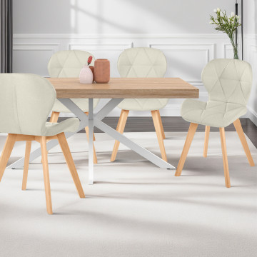 Chaises Gatsby en tissu beige et pieds bois - lot de 4