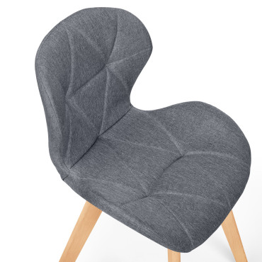 Chaises Gatsby en tissu gris et pieds bois - lot de 4