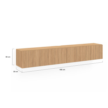 Meuble TV suspendu Faustine effet lattes L180cm