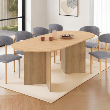 Table repas Gabin plateau extensible 160-200cm effet hêtre et pieds design