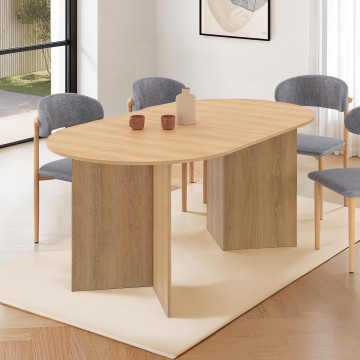 Table repas Gabin plateau extensible 160-200cm effet hêtre et pieds design