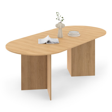 Table repas Gabin plateau extensible 160-200cm effet hêtre et pieds design