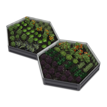 Carrés de potager hexagonaux en métal 120cm - lot de 2