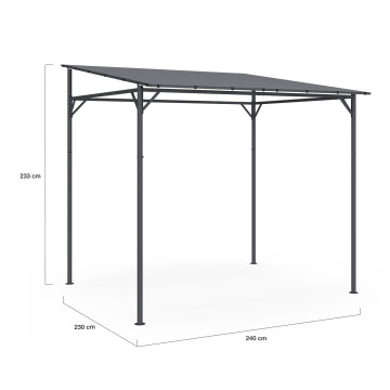 Pergola Gazebo en acier avec toit incliné 2.3x2.4m