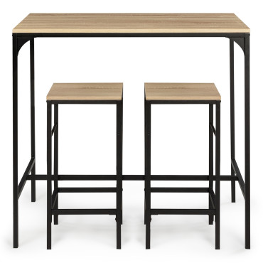 Table haute repas Memphis  95cm + 2 tabourets