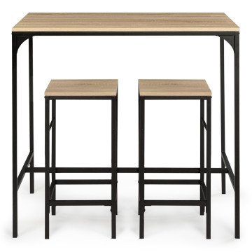 Table haute repas Memphis  95cm + 2 tabourets