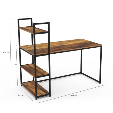 Bureau bibliothèque 2 en 1 Elize en bois et métal