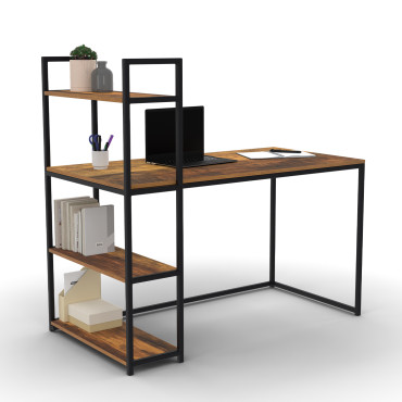 Bureau bibliothèque 2 en 1 Elize en bois et métal