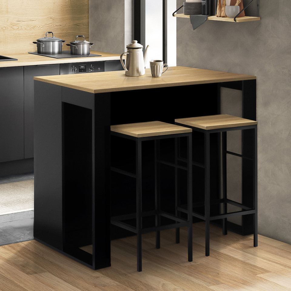 Ilot central de cuisine Nino avec rangements