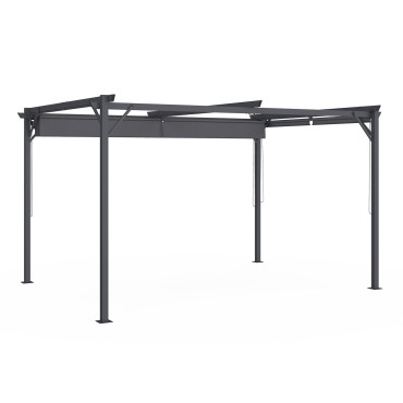 Pergola Marina en acier et toit rétractable gris 3x4m 