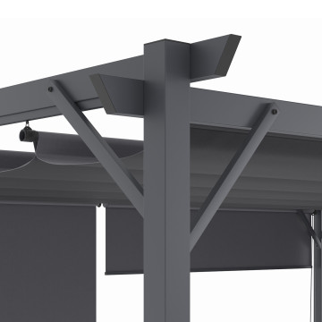 Pergola Marina en acier et toit rétractable gris 3x4m 