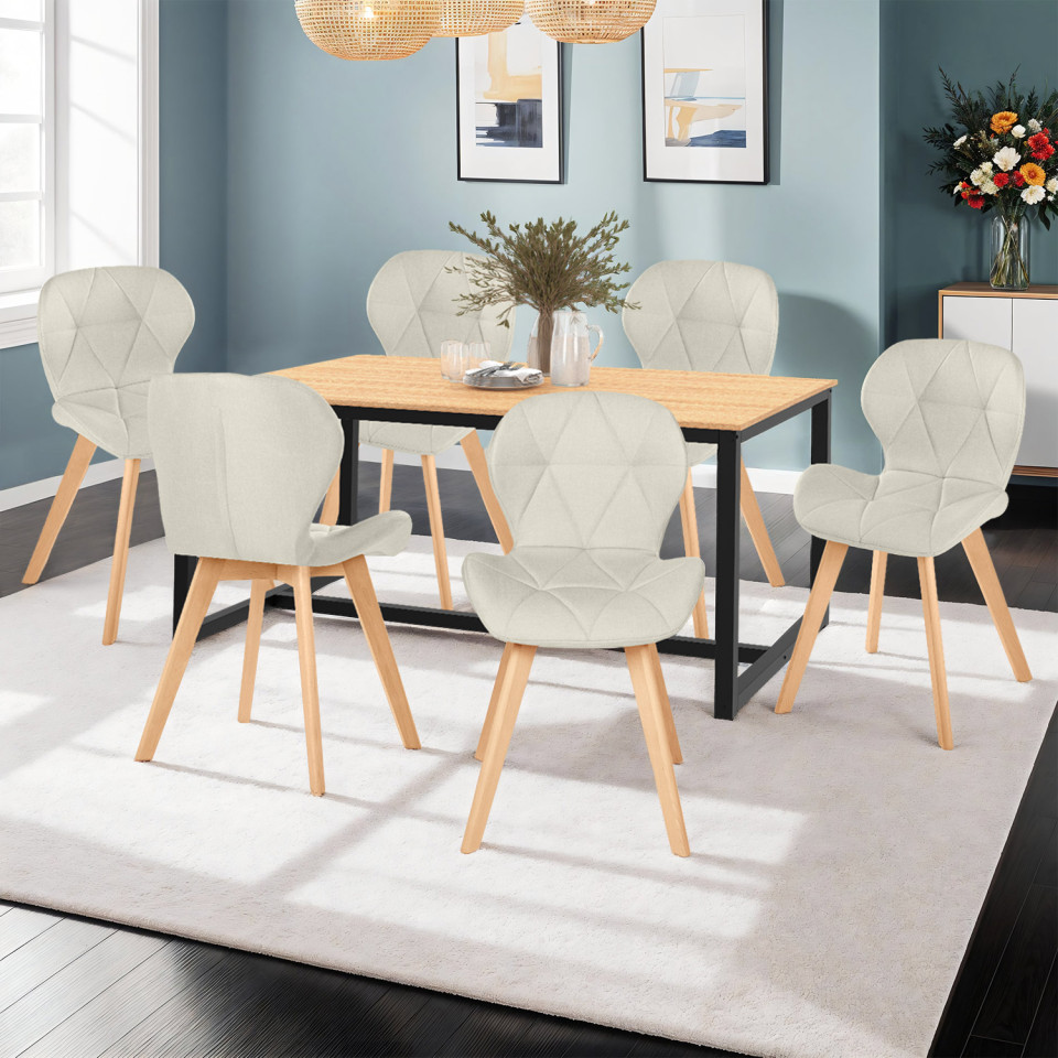 Chaises Gatsby en tissu et pieds bois