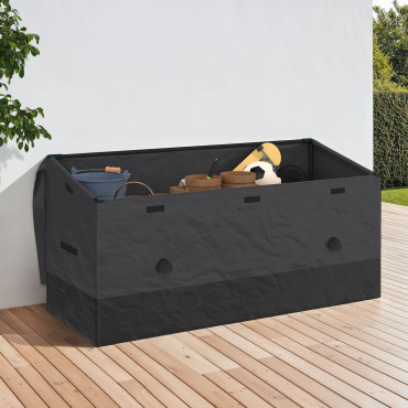 Coffre de rangement pour extérieur gris anthracite avec bâche 600L