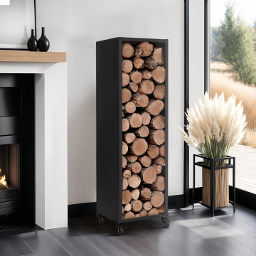 Range bûches vertical 120cm avec roulettes