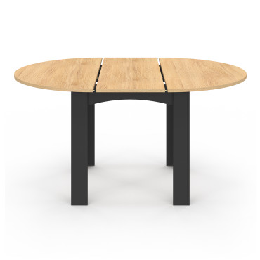 Table repas Dina plateau extensible 110-150cm rond et pieds noirs