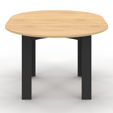 Table repas Dina plateau extensible 110-150cm rond et pieds noirs