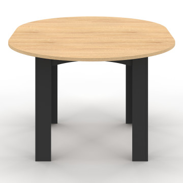 Table repas Dina plateau extensible 110-150cm rond et pieds noirs