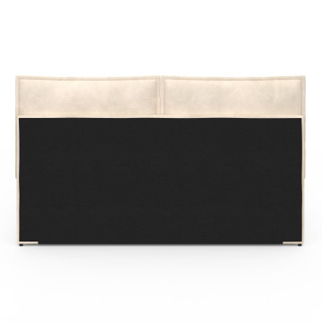 Lit coffre Lilou en velours beige avec sommier et tête de lit effet oreiller 160x200cm