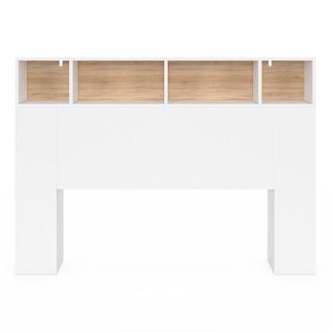 Tête de lit Léo bois et blanche avec rangements 145cm