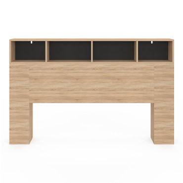 Tête de lit Léo bois et noire avec rangements 165 cm