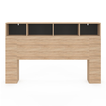 Tête de lit Léo bois et noire avec rangements 165 cm