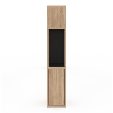Tête de lit Léo bois et noire avec rangements 165 cm