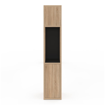 Tête de lit Léo bois et noire avec rangements 165 cm