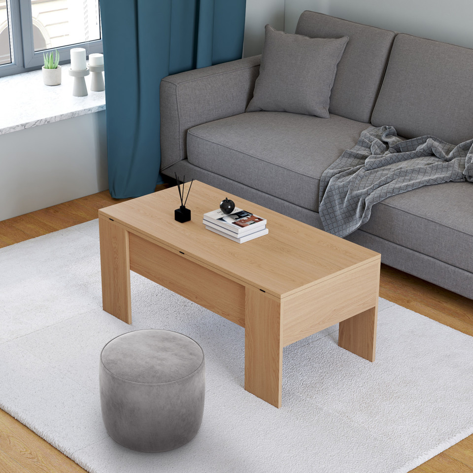 Table basse Albane avec plateau relevable et dépliant Table basse Albane avec plateau relevable et dépliant