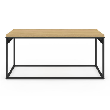Table basse Memphis avec plateau relevable bois et pieds noirs L90cm