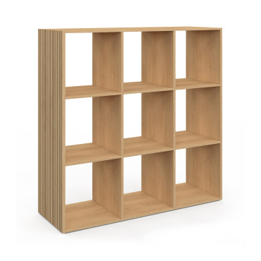 Meuble de rangement cube Faustine 9 case effet lattes